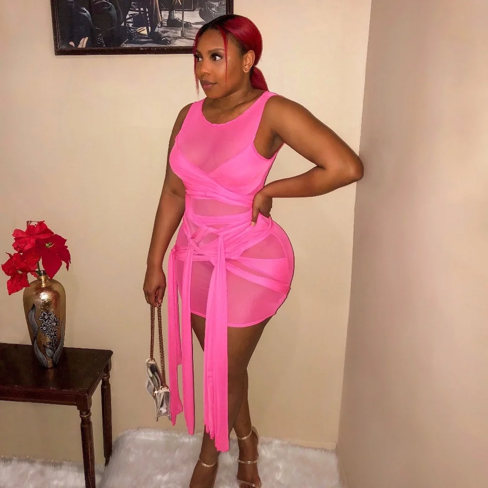 All Tied Up Dress in Pink - Picture 1 of 2